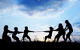 People pulling in a tug-of-war in opposite directions